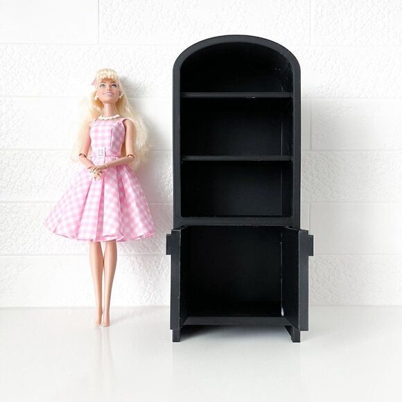 Miniature Armoire for Doll 1:6 Scale Black Furniture 12” Barbie Integrity Blythe - Picture 3 of 4